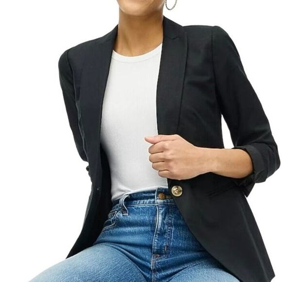 NWT J. Crew Factory Linen-blend Holland Blazer Black Size 18 AL222 Career Work - Picture 1 of 12